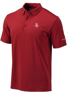 Columbia Houston Rockets Mens Red Heat Seal Omni Wick Drive Short Sleeve Polo