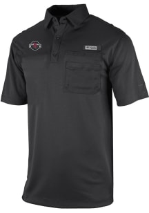 Columbia Houston Rockets Mens Black Heat Seal Omni Wick Flycaster Short Sleeve Polo