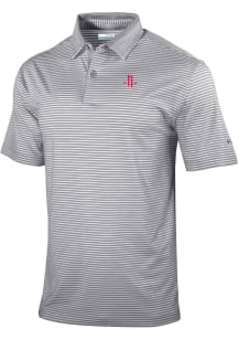 Columbia Houston Rockets Mens Grey Heat Seal Golden Hills Polo Short Sleeve Polo