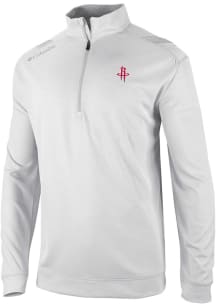Columbia Houston Rockets Mens White Heat Seal Oakland Downs Long Sleeve Qtr Zip Pullover