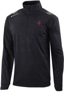 Columbia Houston Rockets Mens Black Heat Seal Oakland Downs Long Sleeve Qtr Zip Pullover