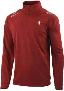 Columbia Houston Rockets Mens Red Heat Seal Oakland Downs Long Sleeve Qtr Zip Pullover