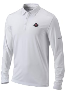Columbia Houston Rockets Mens White Heat Seal Omni Wick Pin High Long Sleeve Polo Shirt