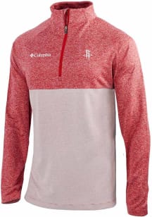 Columbia Houston Rockets Mens Red Heat Seal Omni Wick Rockin It Long Sleeve Qtr Zip Pullover