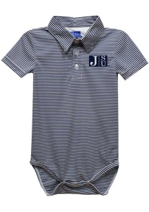Vive La Fete Jackson State Tigers Baby Navy Blue Pencil Stripe Short Sleeve One Piece Polo