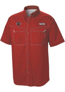 Columbia Houston Rockets Mens Red Heat Seal Low Drag Offshore Short Sleeve Dress Shirt