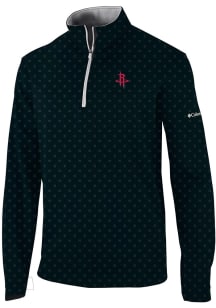 Columbia Houston Rockets Mens Black Heat Seal Printed Wickham Hills Pullover Long Sleeve Qtr Zip P..
