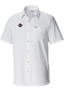 Columbia Houston Rockets Mens White Heat Seal Slack Tide Camp Short Sleeve Dress Shirt