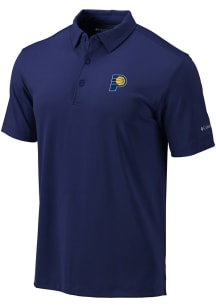 Columbia Indiana Pacers Mens Navy Blue Heat Seal Omni Wick Drive Short Sleeve Polo