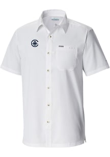 Columbia Los Angeles Clippers Mens White Heat Seal Slack Tide Camp Short Sleeve Dress Shirt