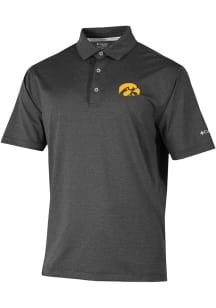 Mens Iowa Hawkeyes Black Columbia Sand Tee Polo Short Sleeve Polo Shirt