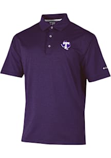 Columbia Tarleton State Texans Mens Purple Sand Tee Polo Short Sleeve Polo