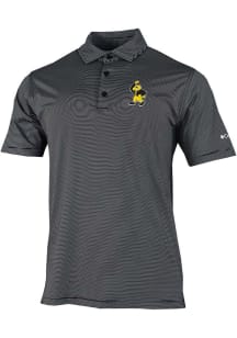 Mens Iowa Hawkeyes Black Columbia Double Hit Polo Short Sleeve Polo Shirt