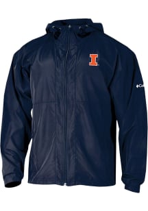Mens Illinois Fighting Illini Navy Blue Columbia Prodigy Windbreaker Light Weight Jacket