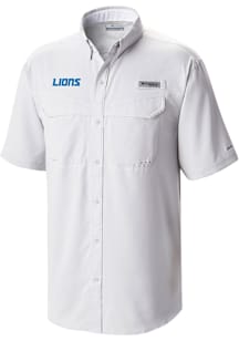 Columbia Detroit Lions Mens White Heat Seal Low Drag Offshore Short Sleeve Dress Shirt