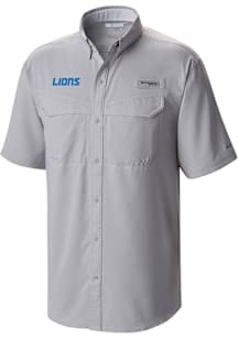 Columbia Detroit Lions Mens Grey Heat Seal Low Drag Offshore Short Sleeve Dress Shirt