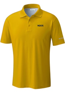 Columbia Green Bay Packers Mens Yellow Heat Seal Low Drag Offshore Polo Short Sleeve Polo