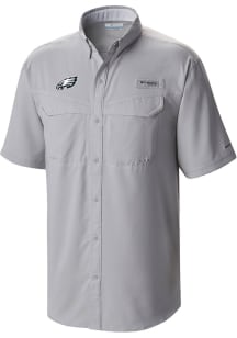 Columbia Philadelphia Eagles Mens Grey Heat Seal Low Drag Offshore Short Sleeve Dress Shirt