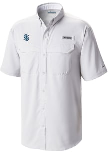 Columbia Seattle Kraken Mens White Heat Seal Low Drag Offshore Short Sleeve Dress Shirt