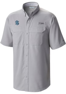 Columbia Seattle Kraken Mens Grey Heat Seal Low Drag Offshore Short Sleeve Dress Shirt