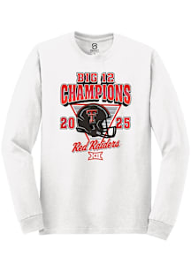 Summit Sportswear Texas Tech Red Raiders White 2025 Big 12 Football Champions HELMET Long Sleeve T..