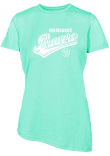 Levelwear Milwaukee Brewers Womens Green BIRCH Sweep Short Sleeve T-Shirt