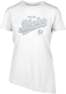 Levelwear Miami Marlins Womens White BIRCH Sweep Short Sleeve T-Shirt