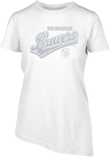 Levelwear Milwaukee Brewers Womens White BIRCH Sweep Short Sleeve T-Shirt
