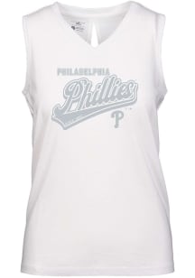 Levelwear Philadelphia Phillies Womens White Paisley Sweep Tank Top