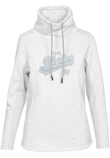 Levelwear Miami Marlins Womens White LOOP Sweep Long Sleeve Pullover