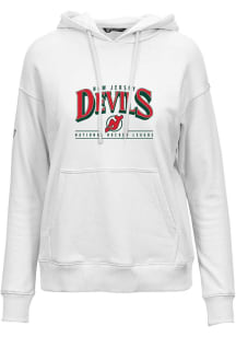 Levelwear New Jersey Devils Womens White Adorn Vintage Spellout Hooded Sweatshirt