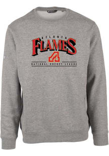 Levelwear Atlanta Flames Mens Grey Zane Vintage Spellout Long Sleeve Crew Sweatshirt