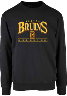 Levelwear Boston Bruins Mens Black Zane Vintage Spellout Long Sleeve Crew Sweatshirt