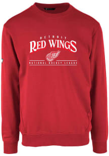 Levelwear Detroit Red Wings Mens Red Zane Vintage Spellout Long Sleeve Crew Sweatshirt