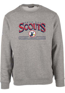 Levelwear Kansas City Scouts Mens Grey Zane Vintage Spellout Long Sleeve Crew Sweatshirt