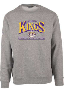 Levelwear Los Angeles Kings Mens Grey Zane Vintage Spellout Long Sleeve Crew Sweatshirt