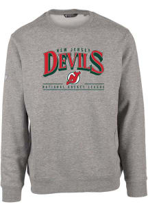 Levelwear New Jersey Devils Mens Grey Zane Vintage Spellout Long Sleeve Crew Sweatshirt