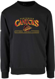 Levelwear Vancouver Canucks Mens Black Zane Vintage Spellout Long Sleeve Crew Sweatshirt