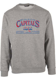 Levelwear Washington Capitals Mens Grey Zane Vintage Spellout Long Sleeve Crew Sweatshirt