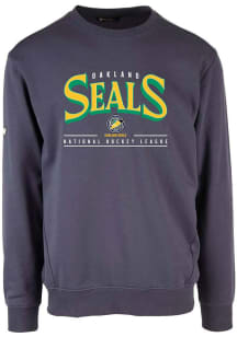 Levelwear Oakland Golden Seals Mens Navy Blue Zane Vintage Spellout Long Sleeve Crew Sweatshirt