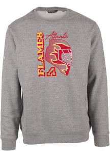 Levelwear Atlanta Flames Mens Grey Zane Retro Netminder Long Sleeve Crew Sweatshirt