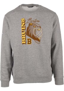 Levelwear Boston Bruins Mens Grey Zane Retro Netminder Long Sleeve Crew Sweatshirt