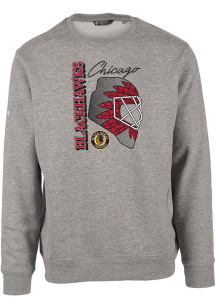 Levelwear Chicago Blackhawks Mens Grey Zane Retro Netminder Long Sleeve Crew Sweatshirt