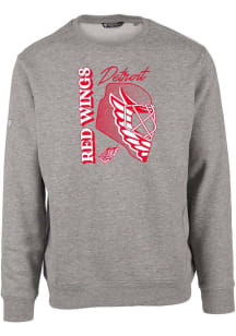 Levelwear Detroit Red Wings Mens Grey Zane Retro Netminder Long Sleeve Crew Sweatshirt