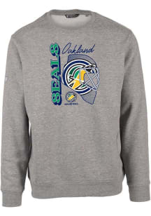Levelwear Oakland Golden Seals Mens Grey Zane Retro Netminder Long Sleeve Crew Sweatshirt