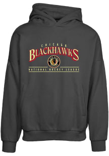 Levelwear Chicago Blackhawks Mens Black Contact Vintage Spellout Long Sleeve Hoodie