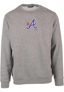 Levelwear Atlanta Braves Mens Grey ZANE Core Logo City Connect Long Sleeve Crew Sweatshirt