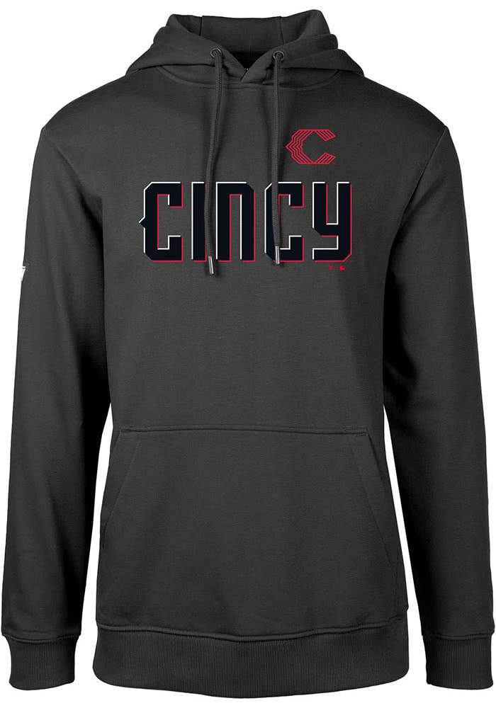 Levelwear Cincinnati Reds Mens Black PODIUM Logo City Connect Long Sleeve Hoodie