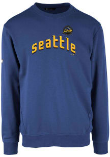 Levelwear Seattle Mariners Mens Blue ZANE Core Logo City Connect Long Sleeve Crew Sweatshirt