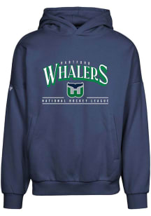 Levelwear Hartford Whalers Mens Navy Blue Contact Vintage Spellout Long Sleeve Hoodie